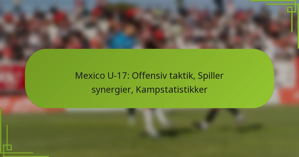 Mexico U-17: Offensiv taktik, Spiller synergier, Kampstatistikker