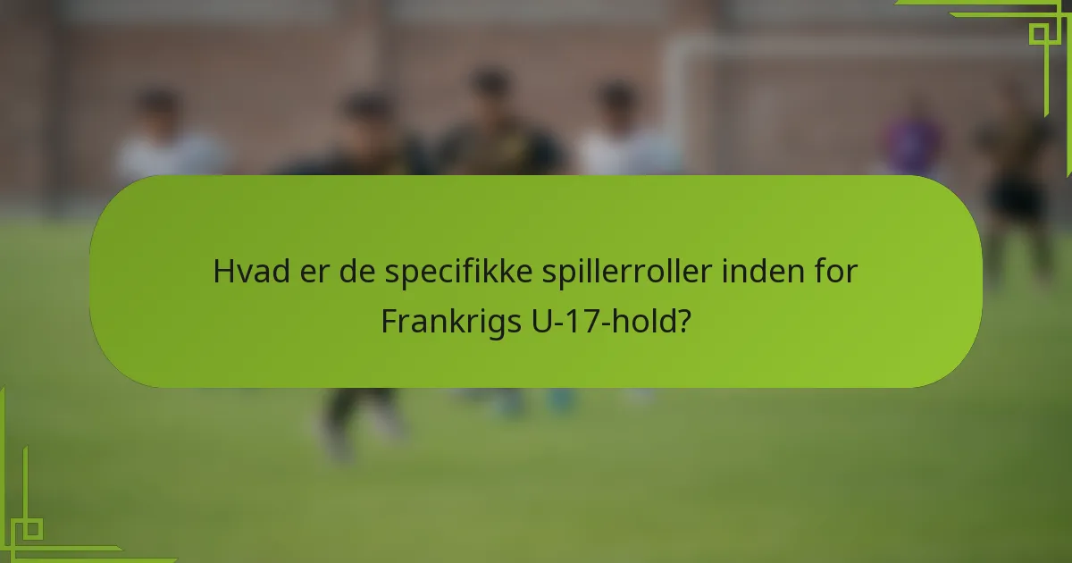 Hvad er de specifikke spillerroller inden for Frankrigs U-17-hold?