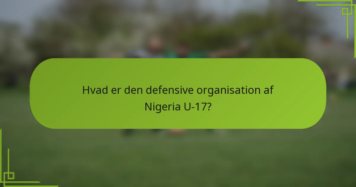 Hvad er den defensive organisation af Nigeria U-17?