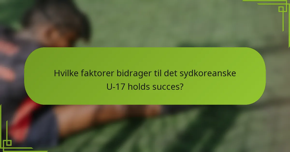 Hvilke faktorer bidrager til det sydkoreanske U-17 holds succes?