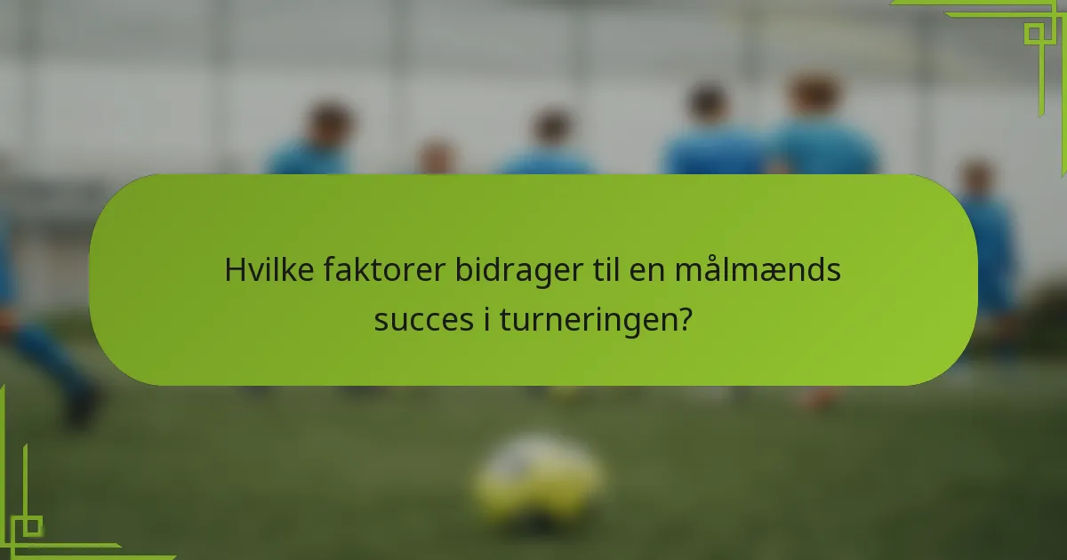 Hvilke faktorer bidrager til en målmænds succes i turneringen?