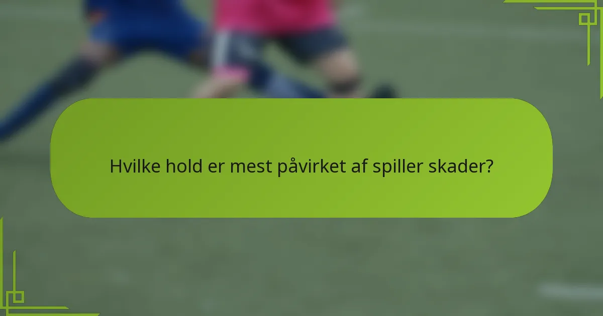 Hvilke hold er mest påvirket af spiller skader?