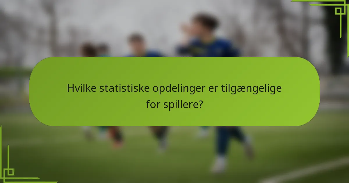 Hvilke statistiske opdelinger er tilgængelige for spillere?